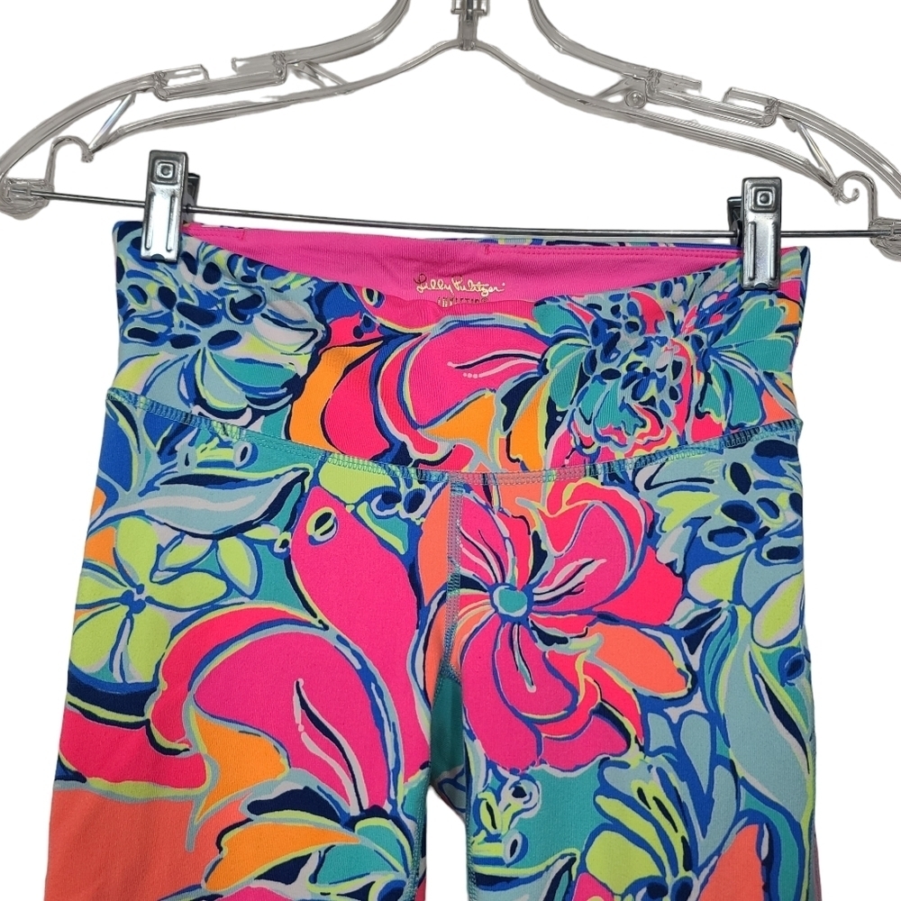 Lilly Pulitzer Luxletic Blue Pink Green Orange Colorful Leggings XS - Picture 2 of 8